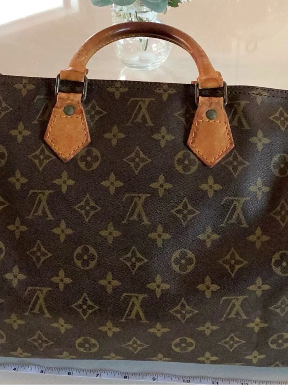 $650 Auth Louis Vuitton Speedy 40 Brown Vintage Epi Satchel Bag